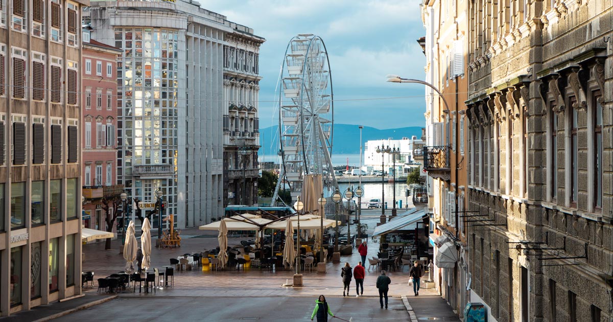 Rijeka main street Korzo with a feris wheel