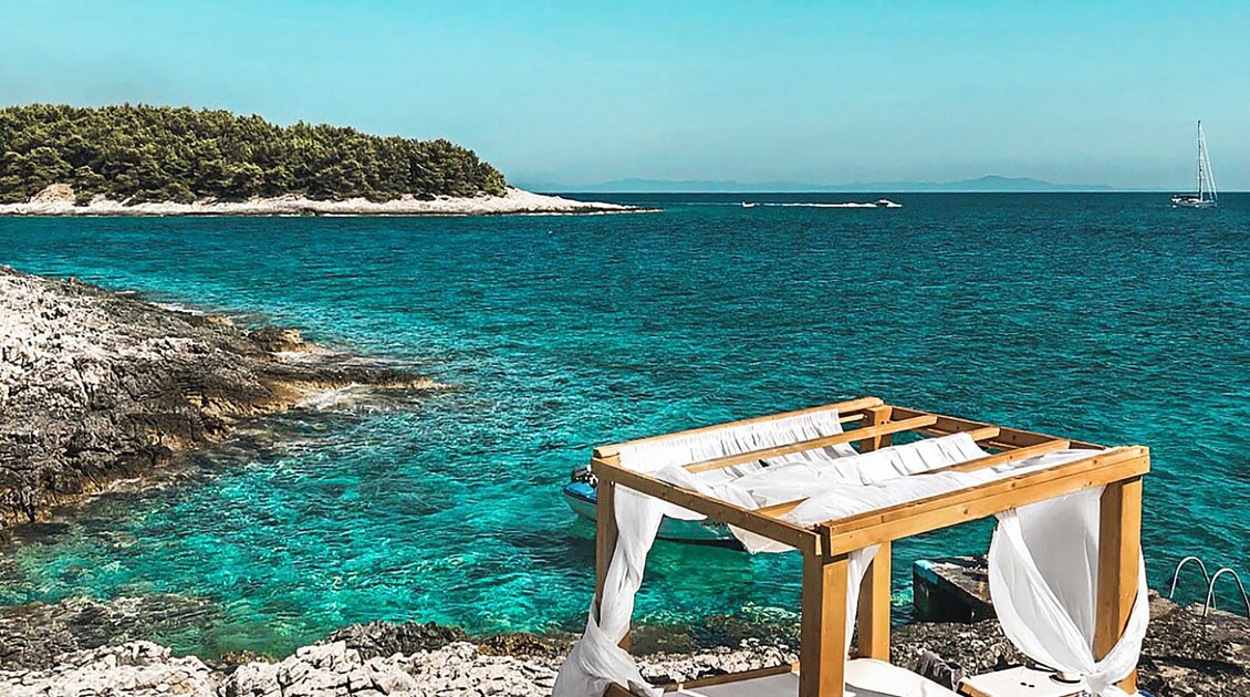 Table near the Adriatic Sea in Croatia